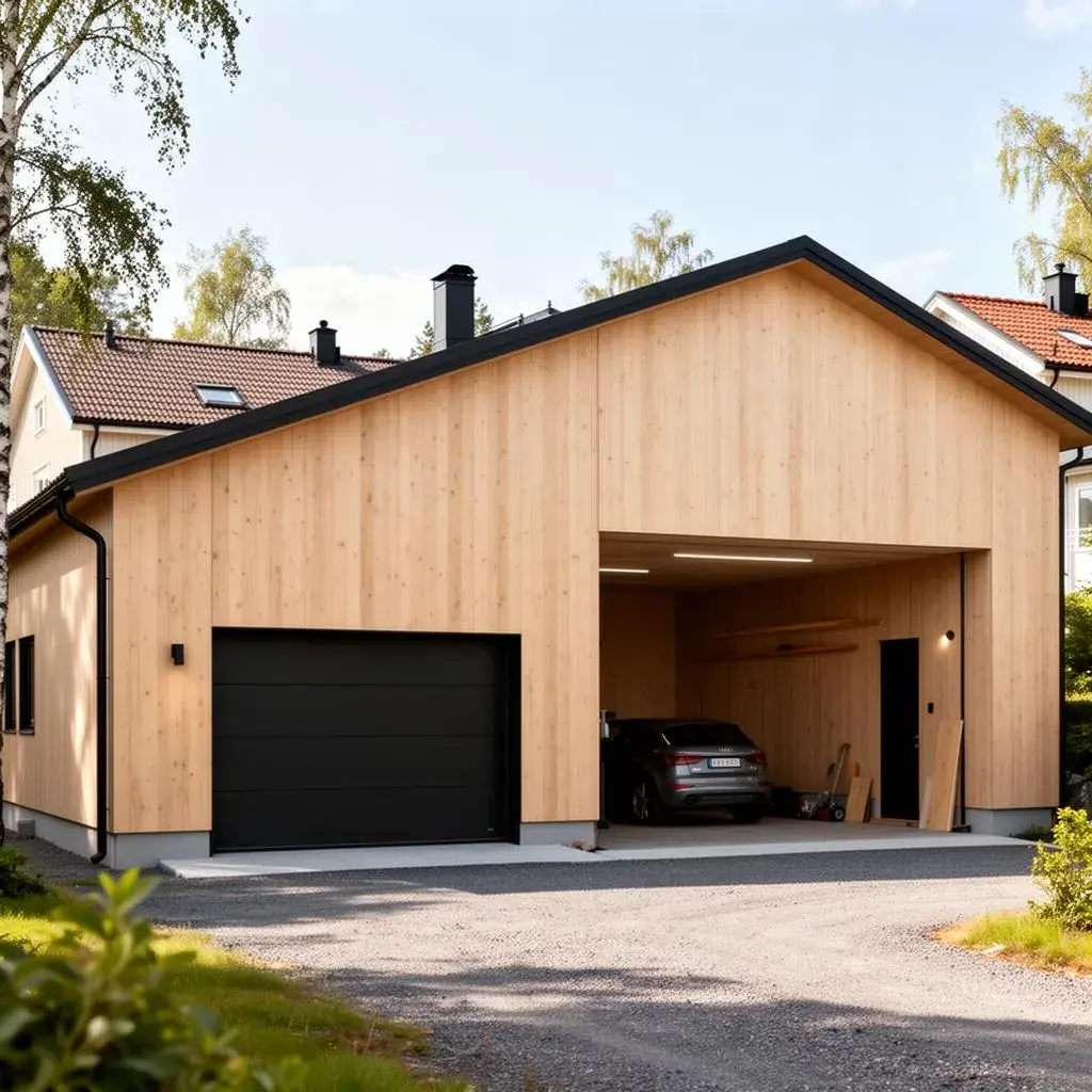 Nybyggnad garage med förråd